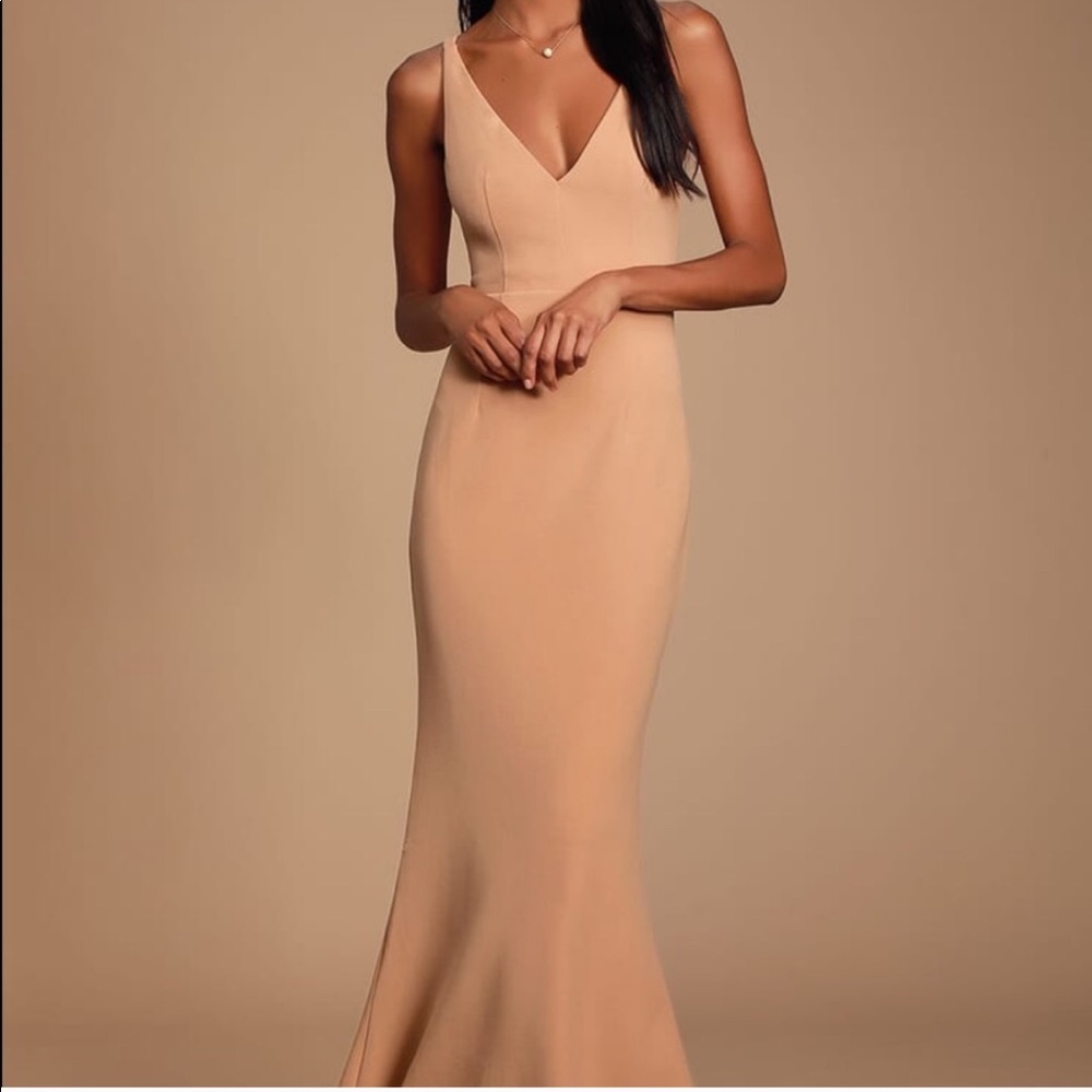 Lulus Melora Sleeveless Tan Nude Maxi Dress